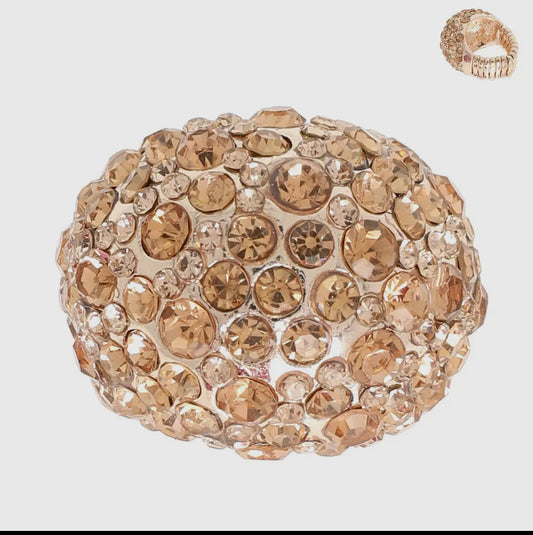 Champagne Rhinestone Stretch Ring