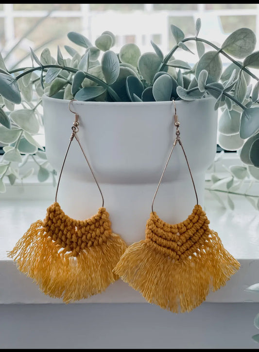 Mustard Macrame Earrings