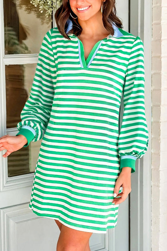 Green Contrast Collar Dress August.