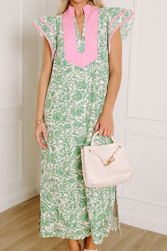 Green Floral Patchwork Dress New RTS