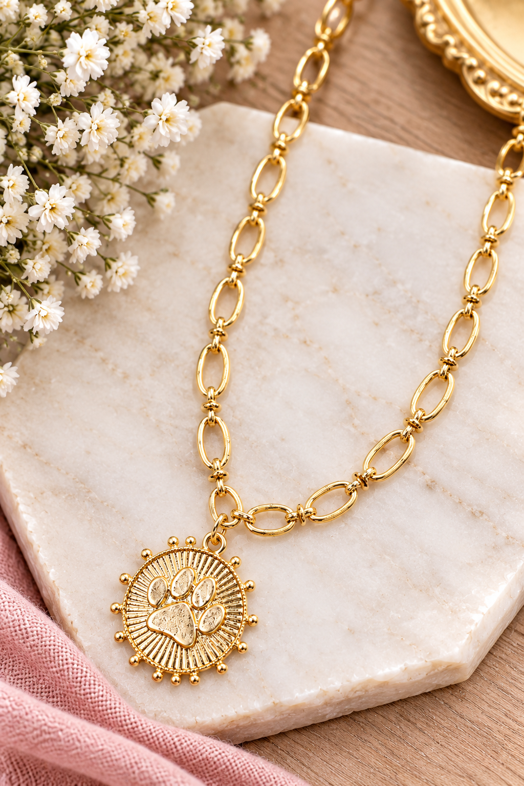 Paw Print Coin Necklace