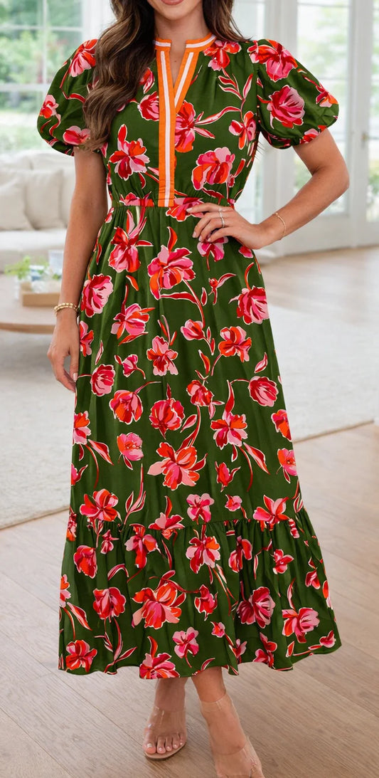 Green Floral Maxi