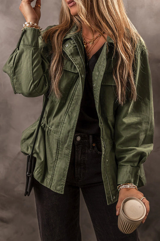 Moss Green Collared Jacket