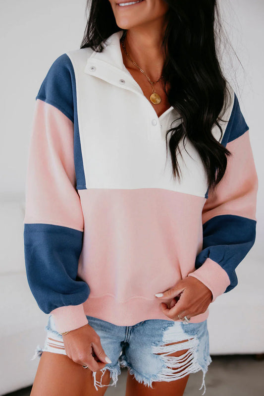 Pink Colorblock Baggy Sweatshirt