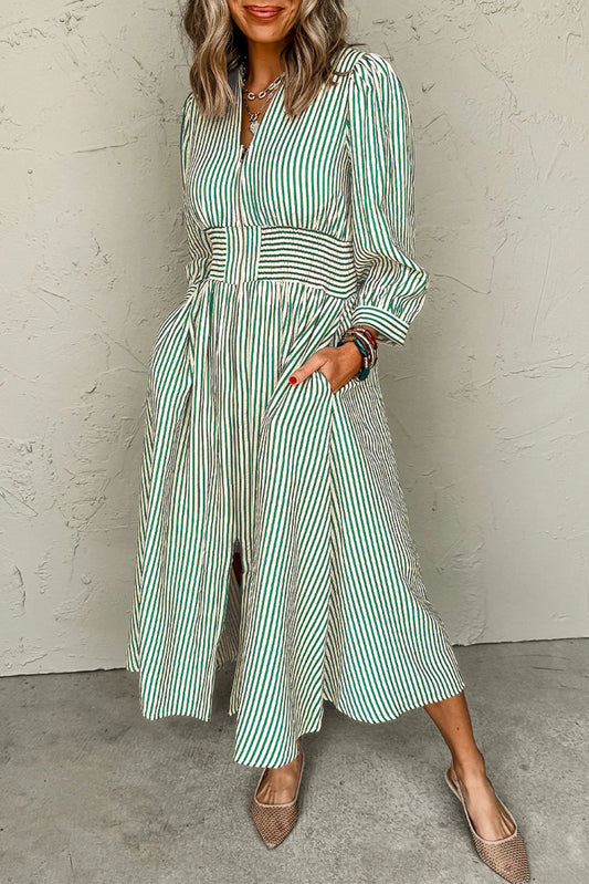 Green Stripe Midi Dress