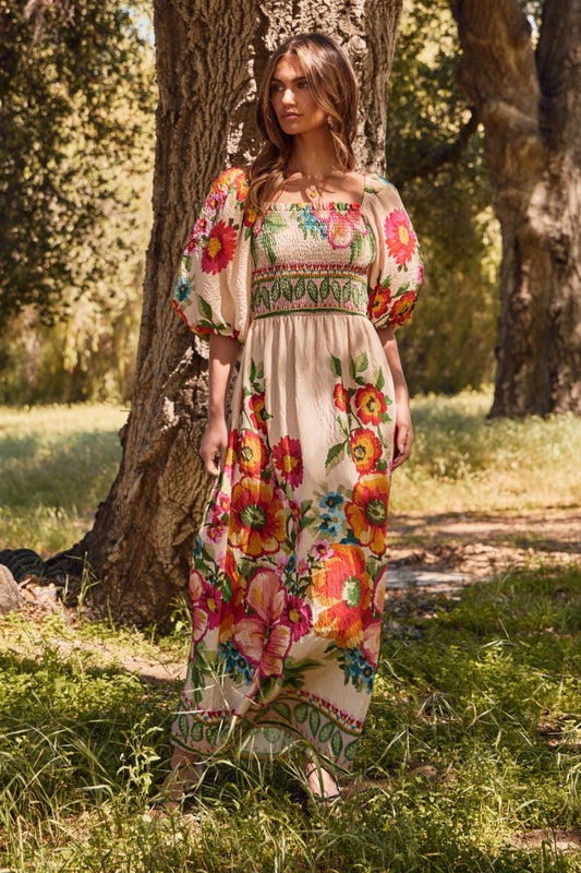 Tan Floral Maxi