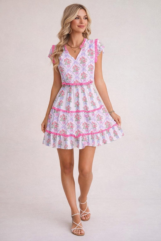 Ruffled Tiered Floral Dress