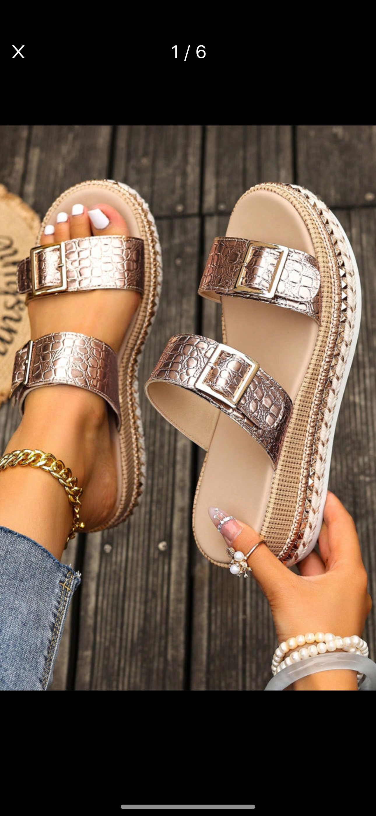 Gold Metallic Buckle Wedge