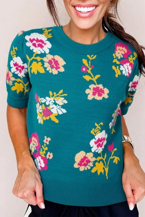 Teal Short Sleeve Sweater