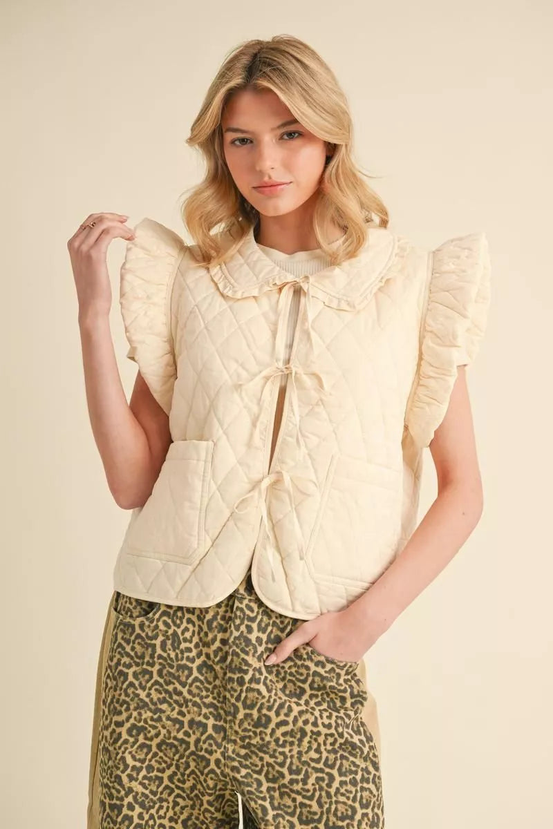 Cream Tie Vest