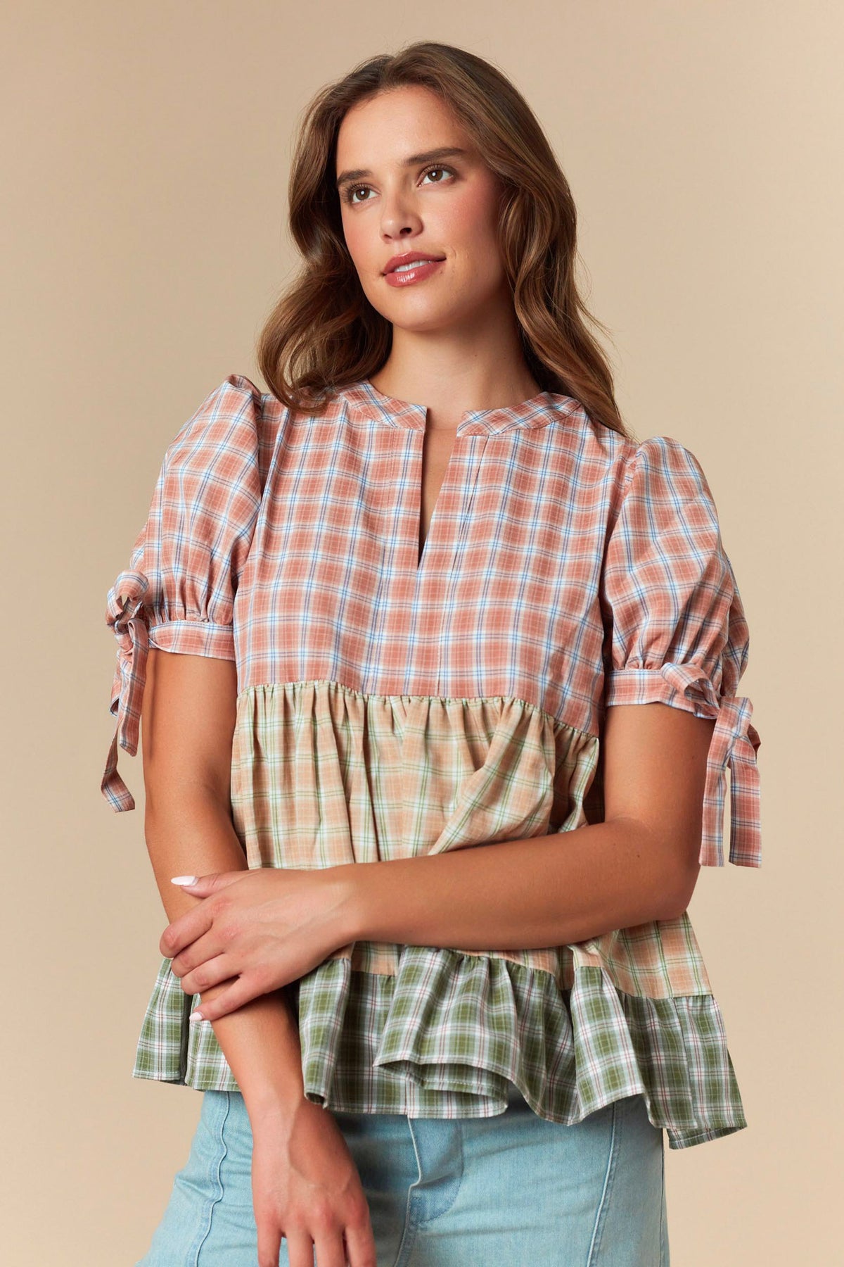 Mauve/Mustard Plaid Top