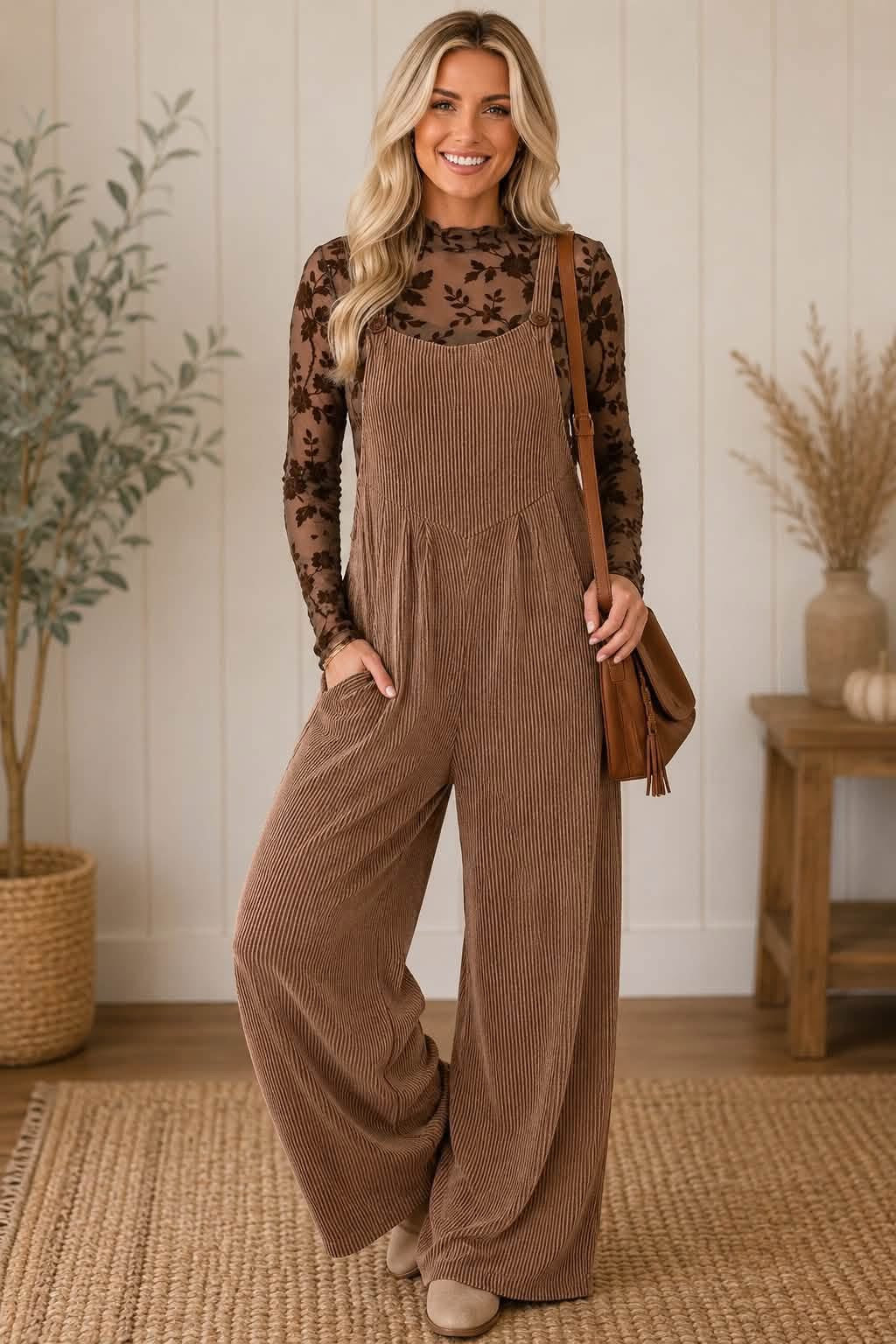 Ribbed Wide Leg Jumpsuit