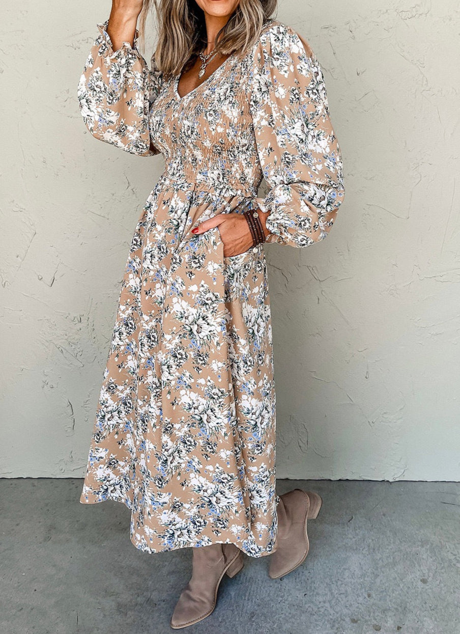 Brown Floral Maxi Dress August.
