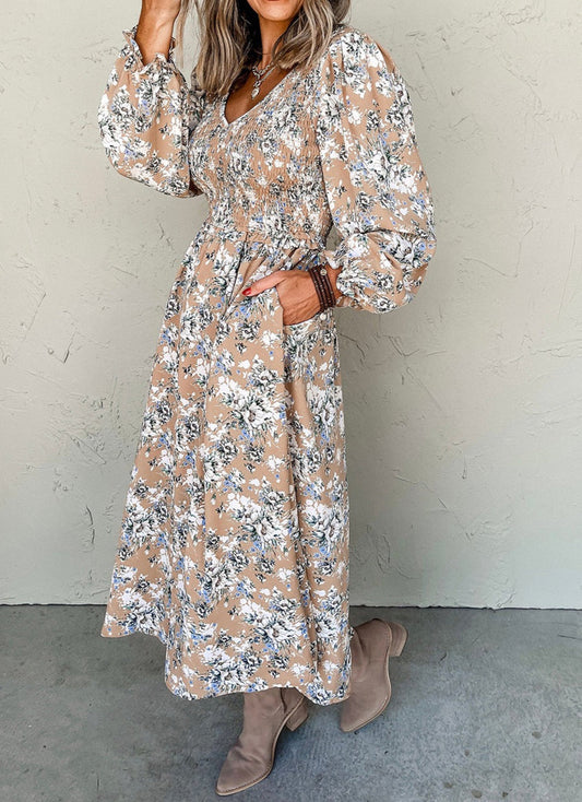 Brown Floral Maxi Dress August.