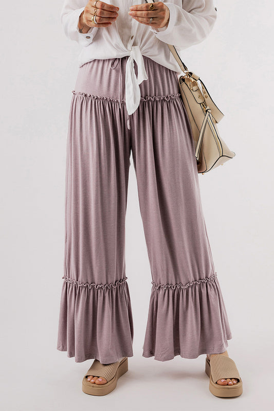 Khaki Frilled Drawstring Pants FB