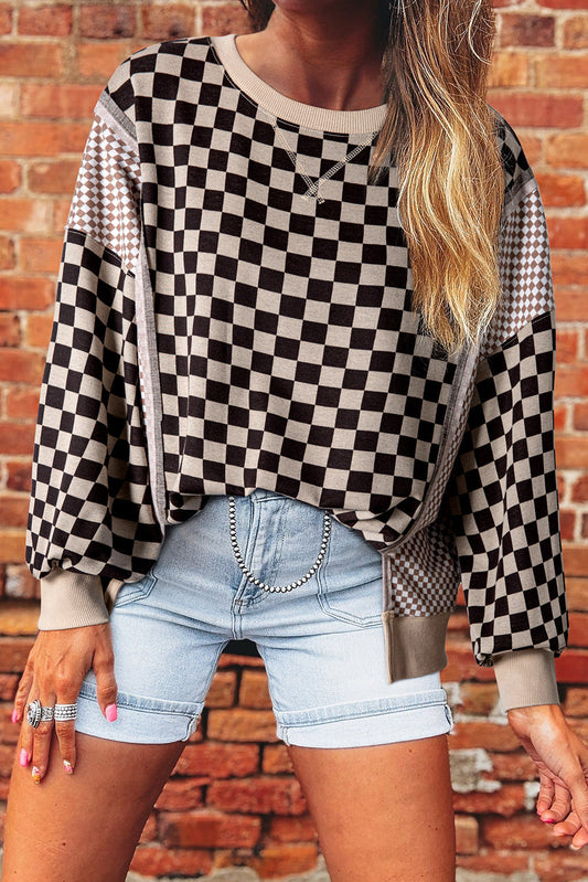 Khaki Mixed Checkered Top FB
