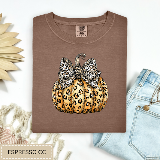 Leopard Pumpkin With Bow Tee.