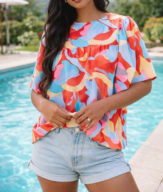 Multicolor Abstract Blouse RTS