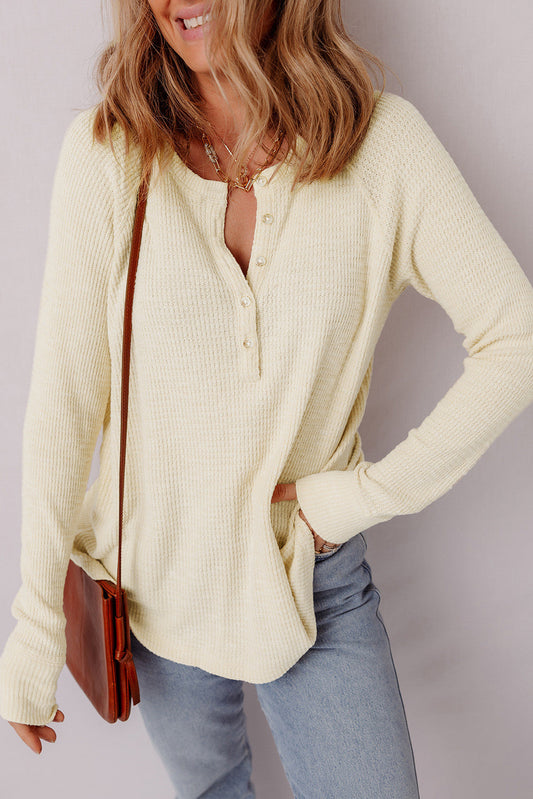 Oatmeal Knit Henley Top FB