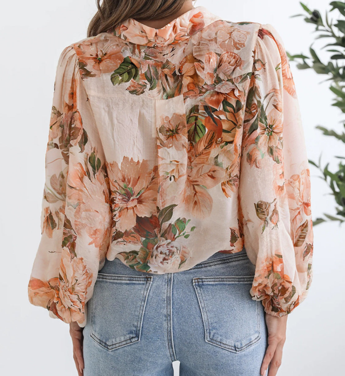 Orange Floral Puff Shirt RTS