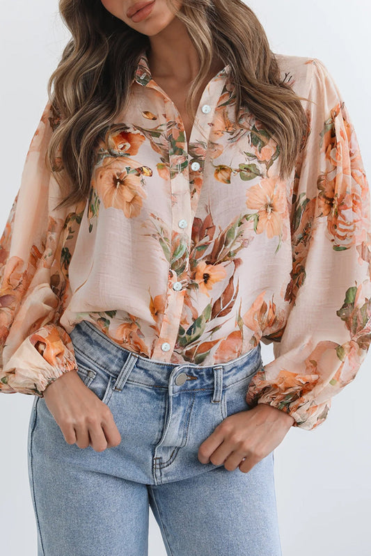 Orange Floral Puff Shirt RTS