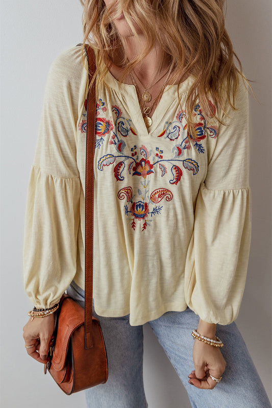 Paisley Floral V Neck Blouse FB