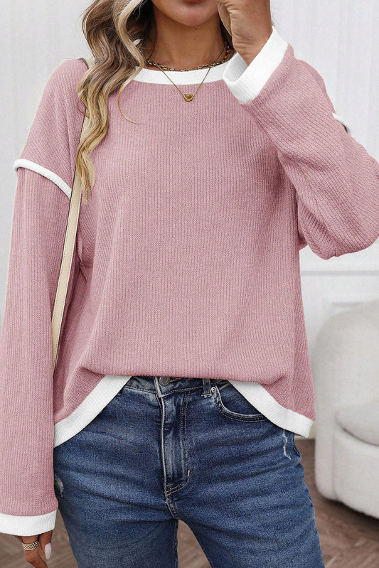 Pink Contrast Loose Top LT