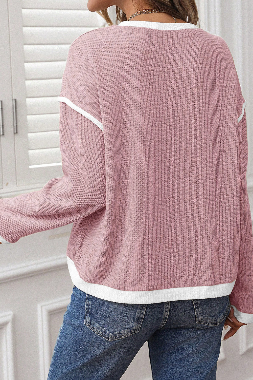 Pink Contrast Loose Top LT