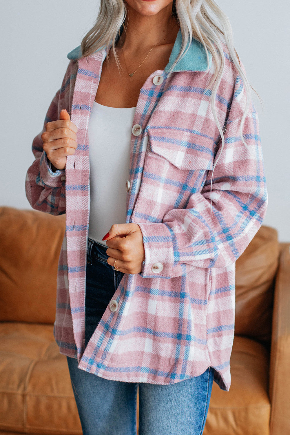 Pink Plaid Shacket FB