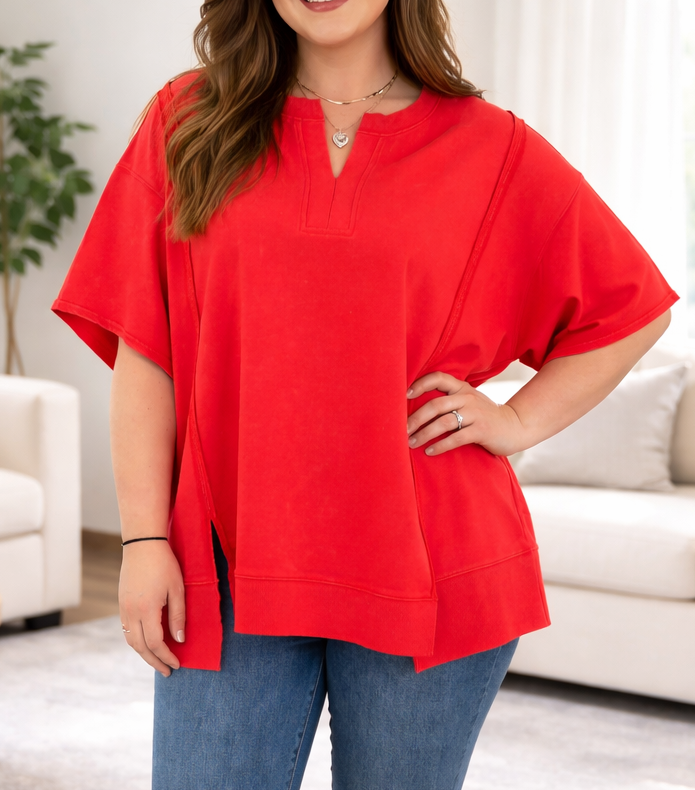 Red Seam Detail Plus Top RTS