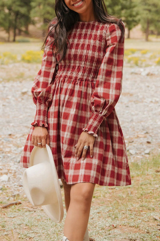 Red Plaid Mini Dress LT