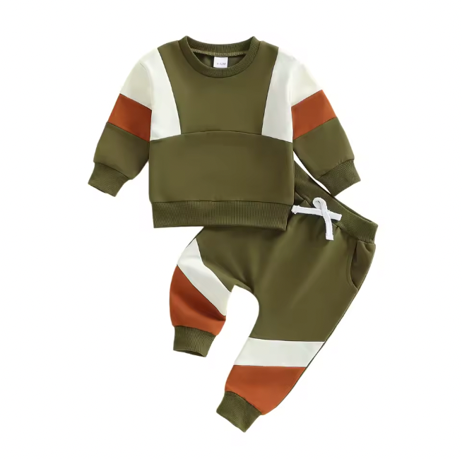 Olive and Rust Colorblock Lounge Set