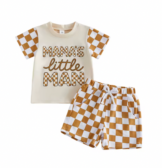 Rust Mama's Little Man Chex Short Set