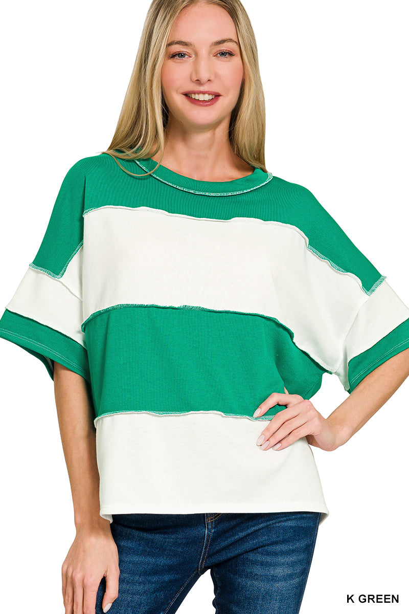 French-Terry Exposed Seam Top Zenana RTS