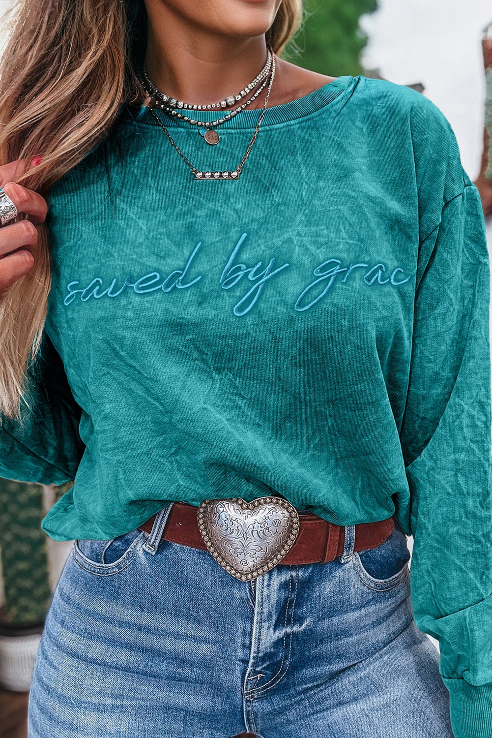 Saved by Grace Embroidery Sweatshirt *multiple colors* RTS
