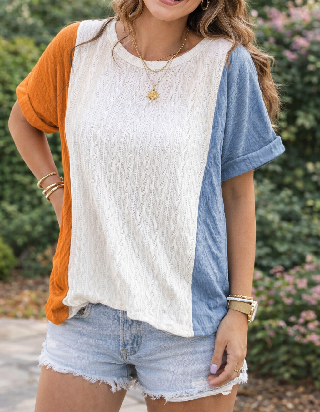 Textured Color Block Shirt