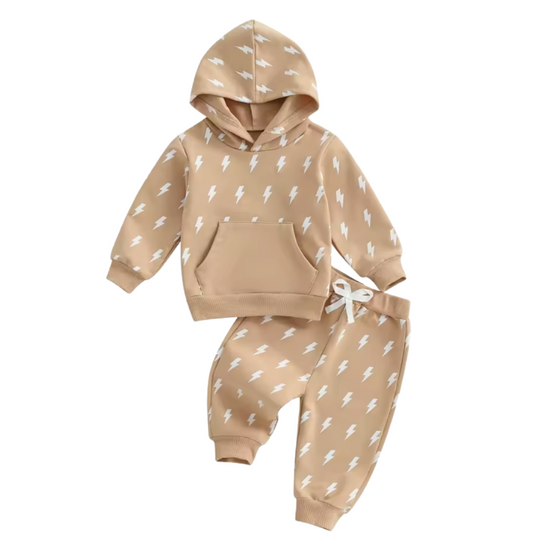 Tan Lightning Hooded Lounge Set