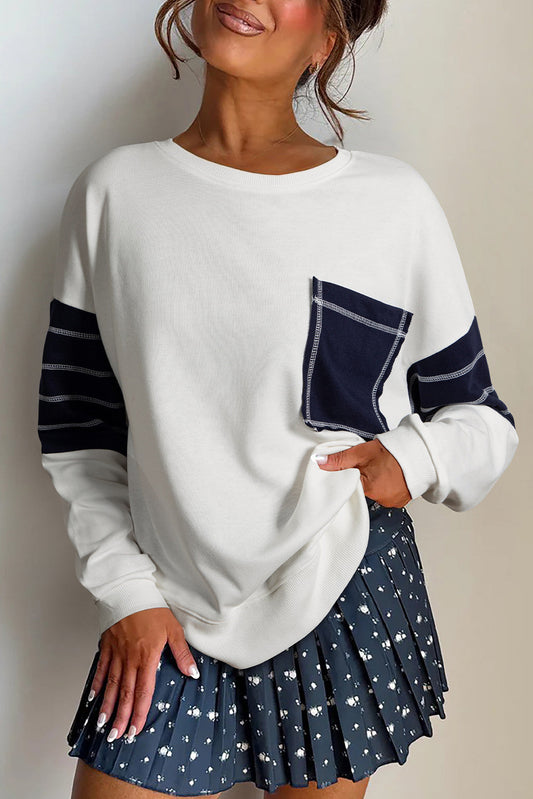White Exposed Seam Sweatshirt FB