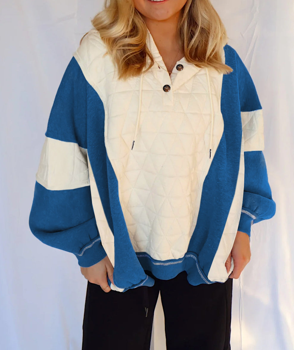 White Quilted Oversized Hoodie FB