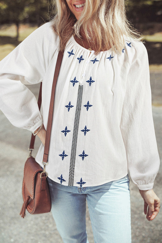 White Embroidered Blouse November.