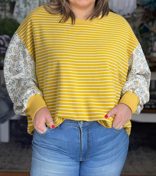 Yellow Stripe Plus Size Top FB