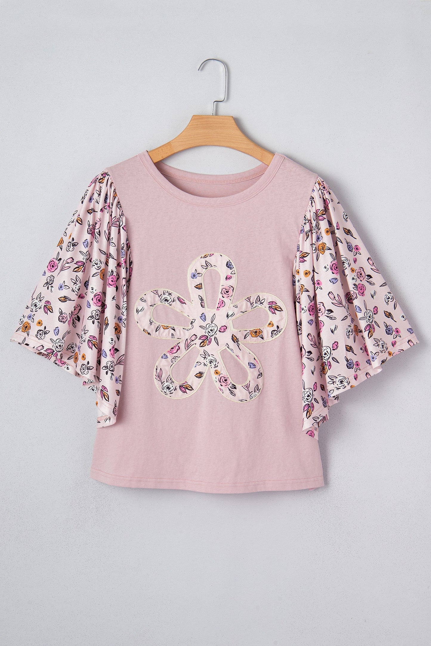 Pink Contrast Floral Blouse