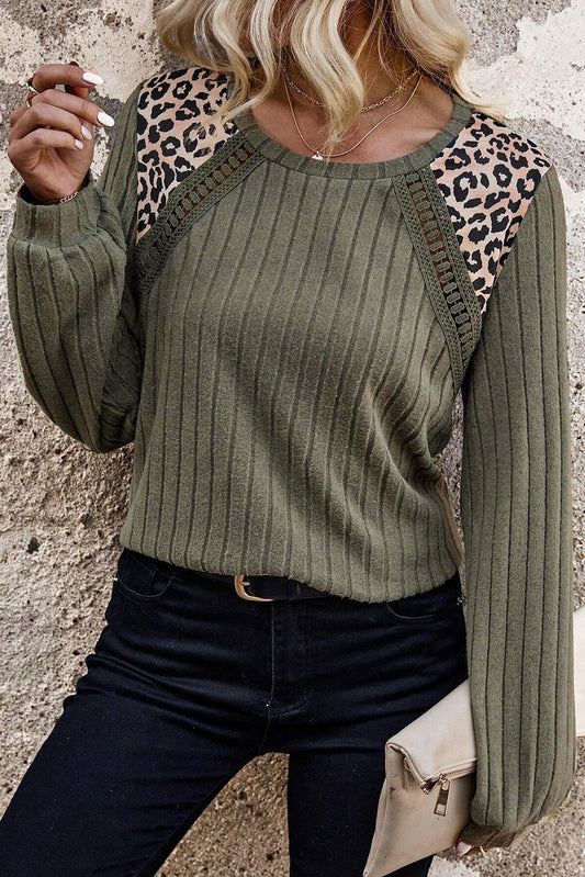 Green Leopard Patchwork Top LT