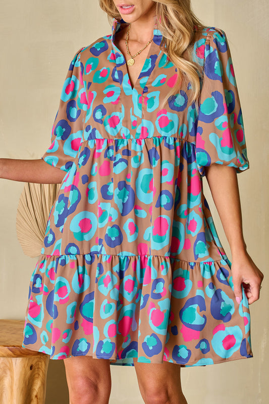 Blue Abstract Leopard Dress FB