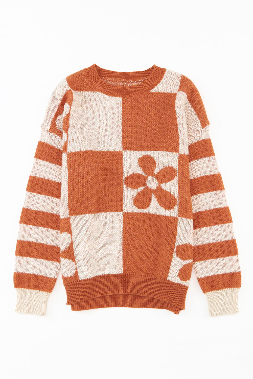 Checkered Floral Sweater LT