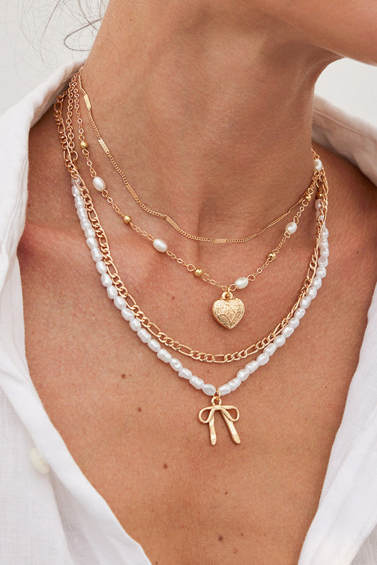 Gold Bow Layered Necklace RTS