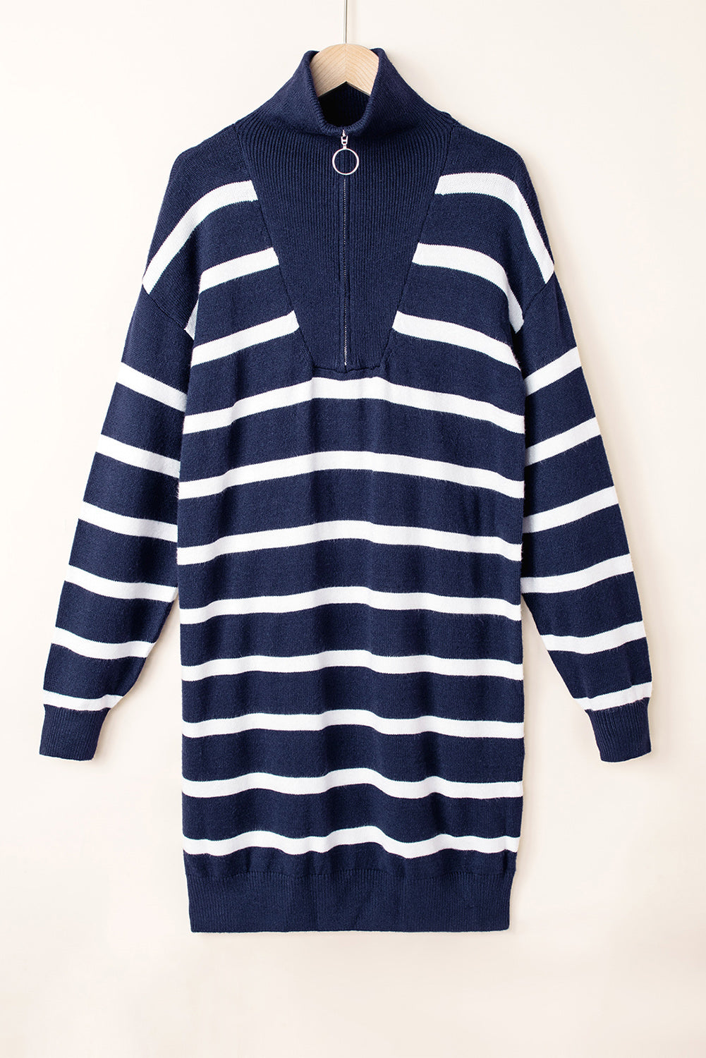 Stripe Zip Collar Dress FB