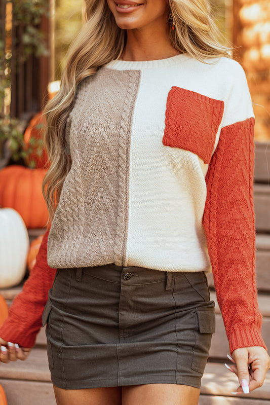 Colorblock Patch Sweater FB