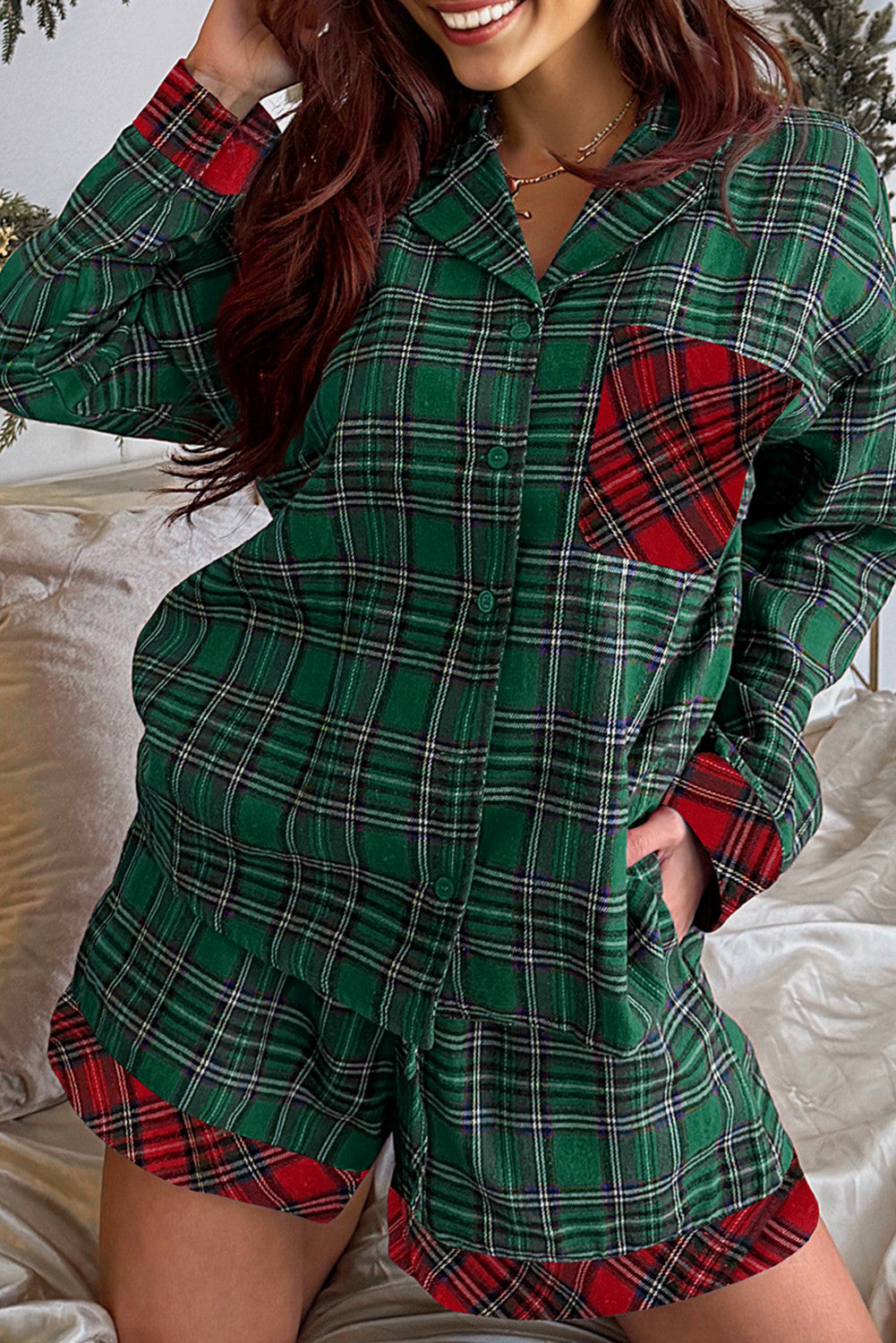 Green Plaid Pj Set FB